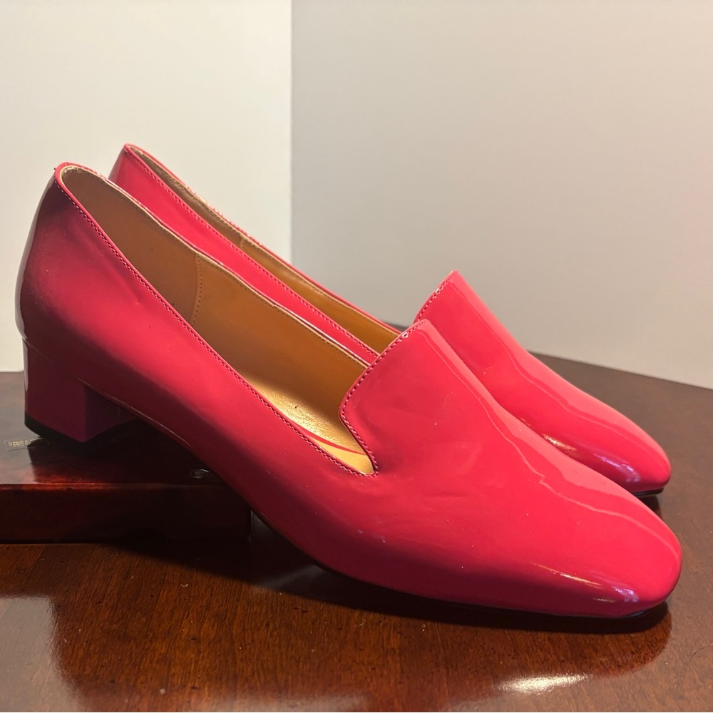 Women’s pink patent loafers size 9